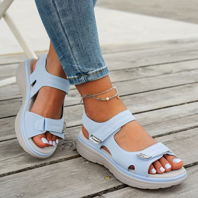 Élise™ | Sandales Compensées Élégantes et Confortables pour Femme – Bride de Cheville &amp; Semelle Souple