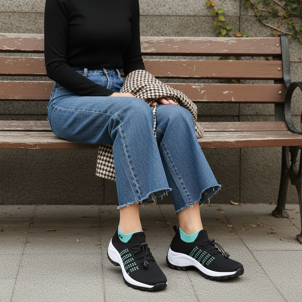 Ambulo Chaussures orthopédiques en maille - Vert Noir